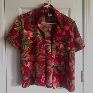 Red Hawaiian Shirt Sag Habour Size S